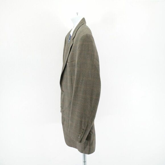 Jos A Bank Wool Sport Coat Green Blue Check W/ Brown Windowpane 44R / Slim 46R - Picture 5 of 12